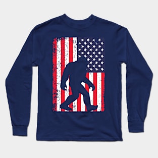 Bigfoot American Flag Long Sleeve T-Shirt